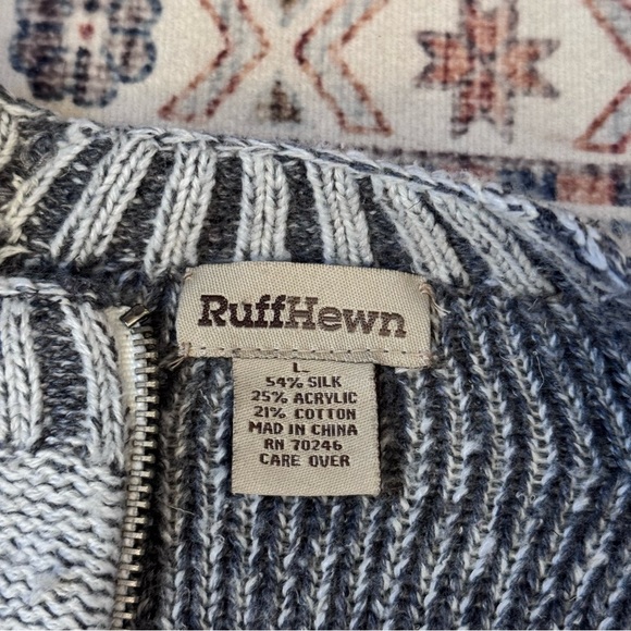 Ruff Hewn Silk Blend Full Zip Raw Hem Sweater Two-Tone Gray Women’s Size Large - Picture 7 of 11